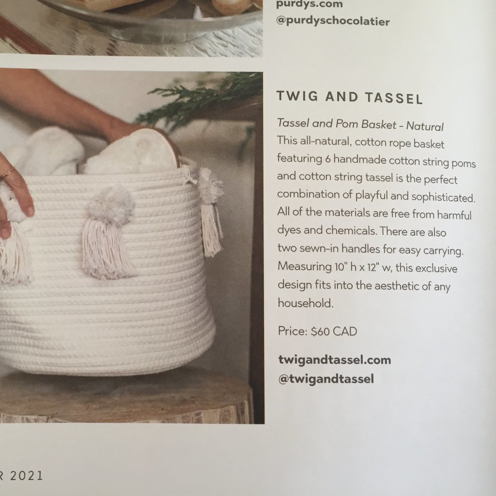 Jilly Box - Twig and Tassel Pom Basket - Natural